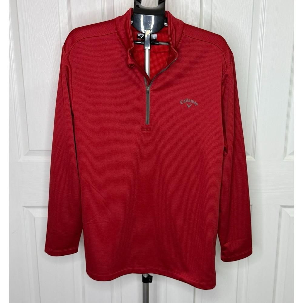 Callaway Golf Pullover Mens XL Red 1/4 Zip Lightweight Performance Long Sleeve